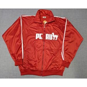 Peru Track Jacket Red Size L Retro Llama Logo Full Zip Streetwear Souvenir